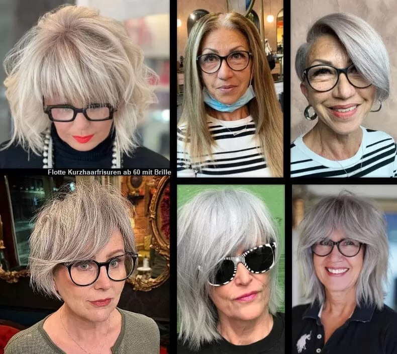 Flotte Kurzhaarfrisuren ab 60 mit Brille dünnes oder feines Haar