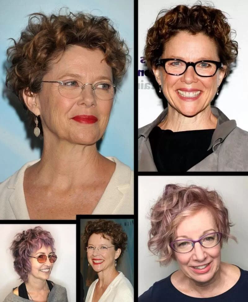 Flotte Kurzhaarfrisuren ab 60 mit Brille lockigen Haaren