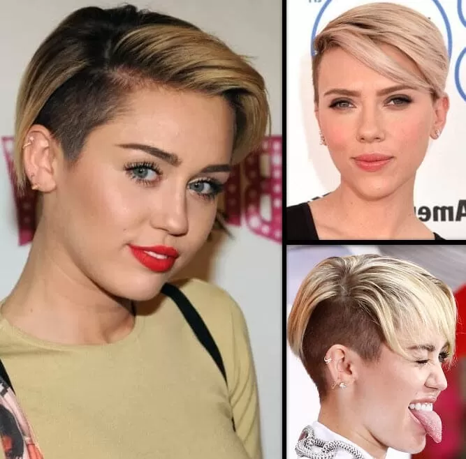 Undercut Frauen Bob mit prominenten Trägerinnen, blonde und dunkle Akzente