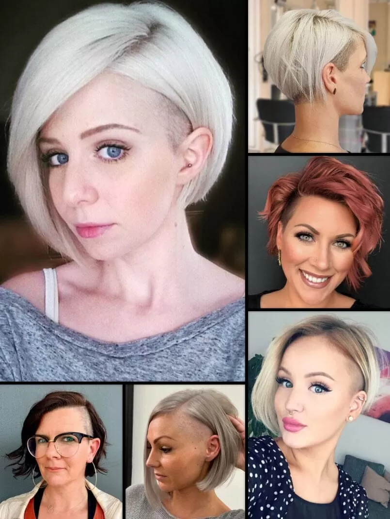 Stilvolle Undercut Bob Frisuren für Frauen, verschiedene Haarfarben und -stile