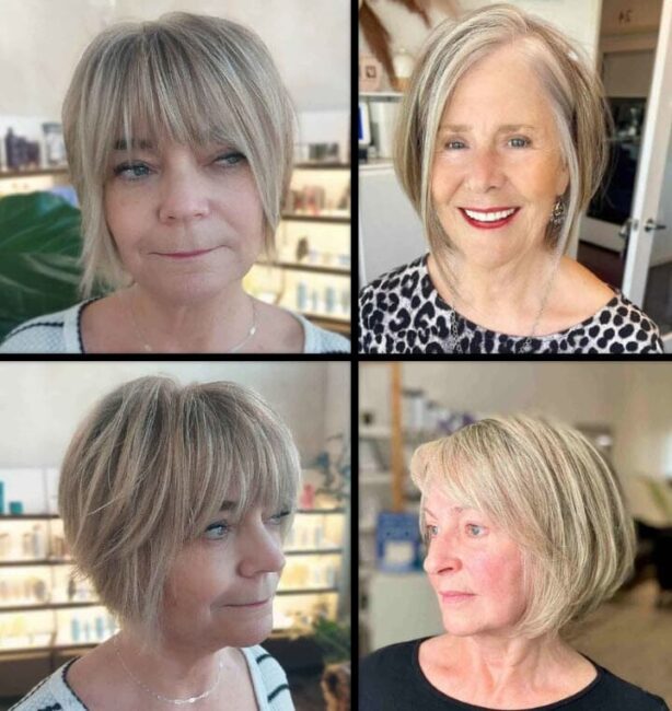 Feines Haar Gestufter Bob Fur Altere Frauen