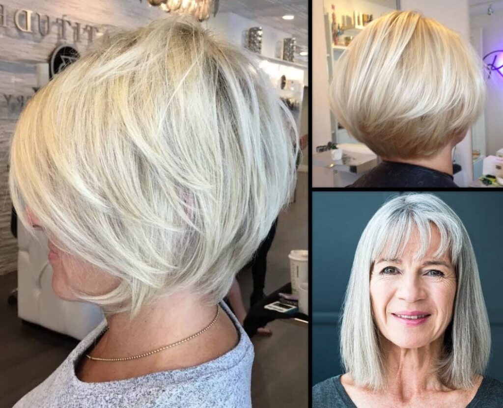 Feines Haar Gestufter Bob Fur Altere Frauen