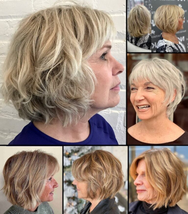 Feines Haar Gestufter Bob Fur Altere Frauen