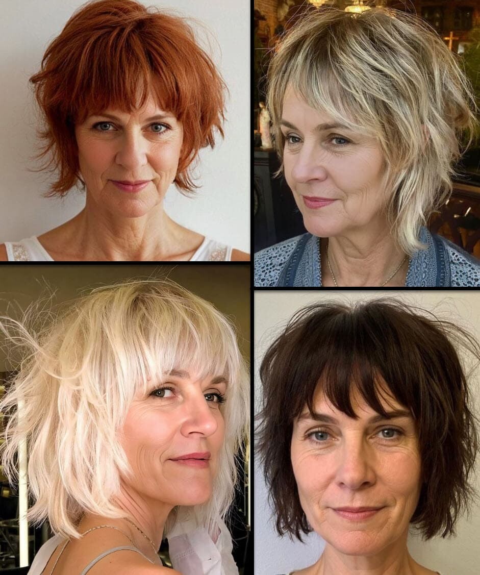 Jünger Machen Frisuren für Dünnes Haar ab 50 Shaggy Frisur Vier Frauen über 50 mit modernen Frisuren für dünnes Haar.
