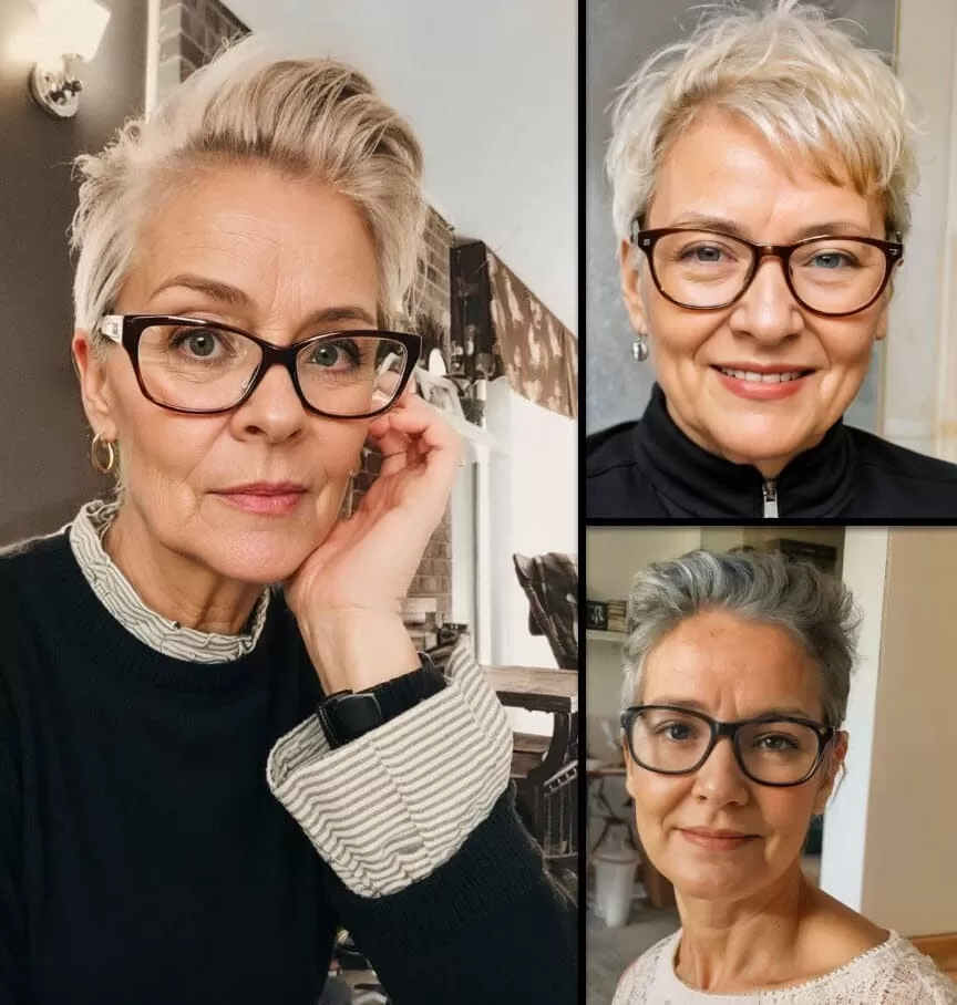 Flotte Kurzhaarfrisuren ab 60 mit Brille