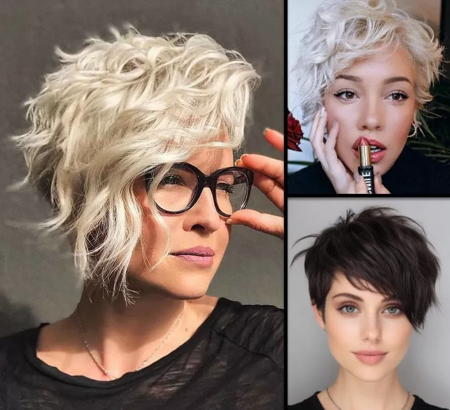Pixie Cut Lang bei blonden und schwarzen, welligen und glatten Frisuren
