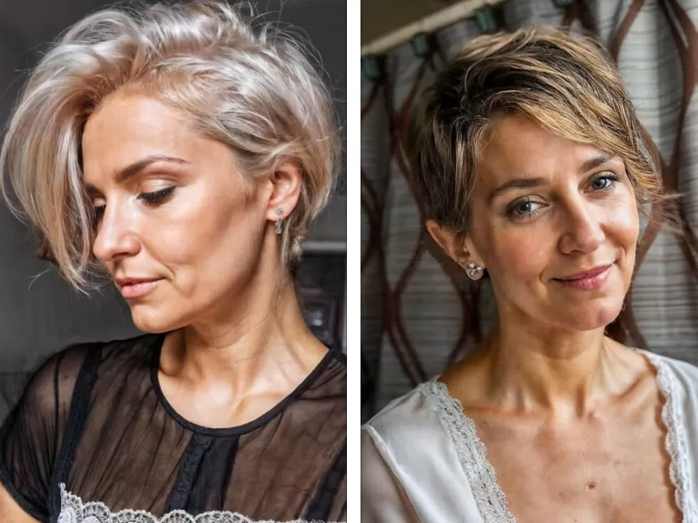 Pixie Cut Lang bei eleganten, blonden und brünetten Frisuren