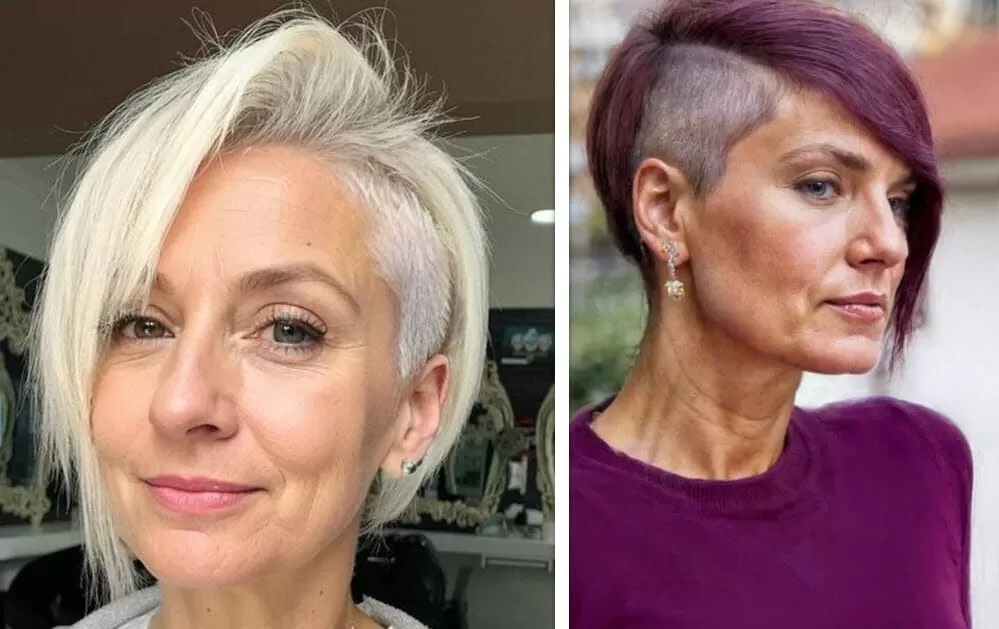 Zwei moderne Undercut Frauen Bob Frisuren