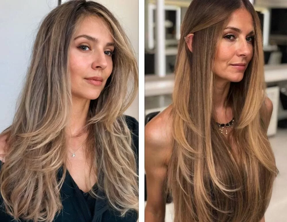 Stufenschnitt Lange Haare Glattes Haar