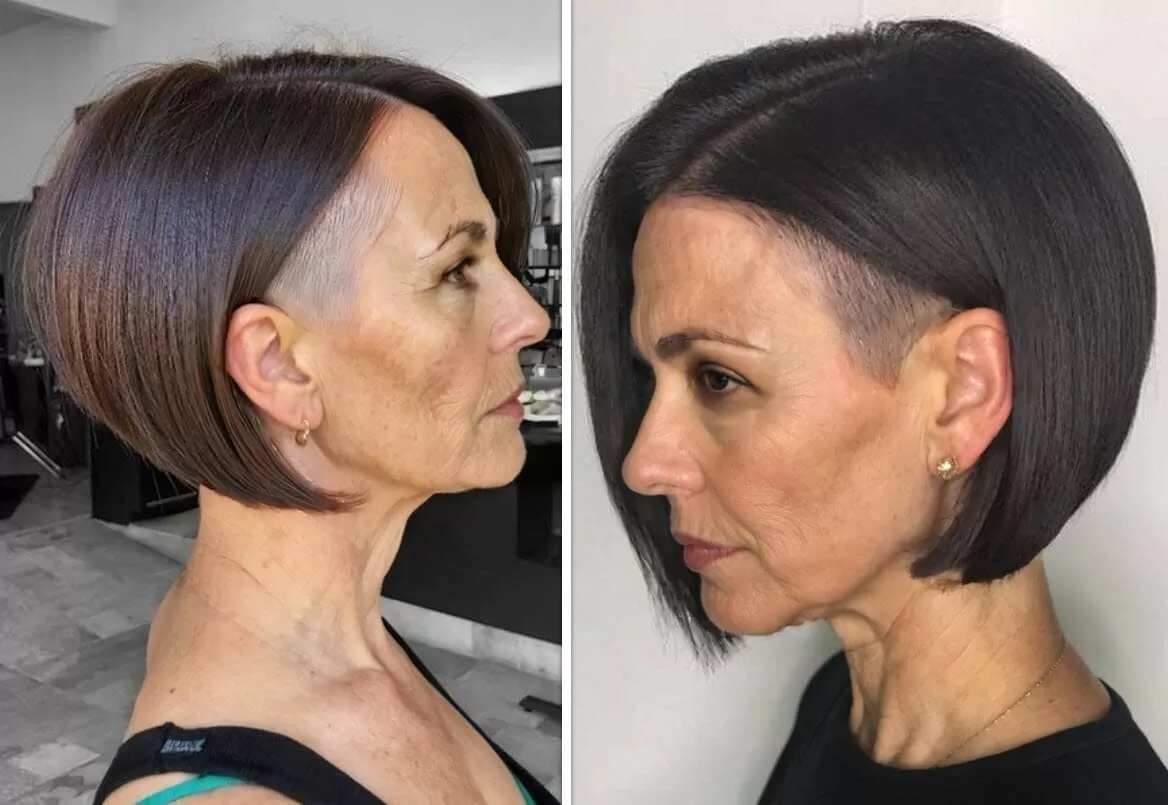 Undercut Frauen Bob ab 50 Jahren, stilvoll und modern